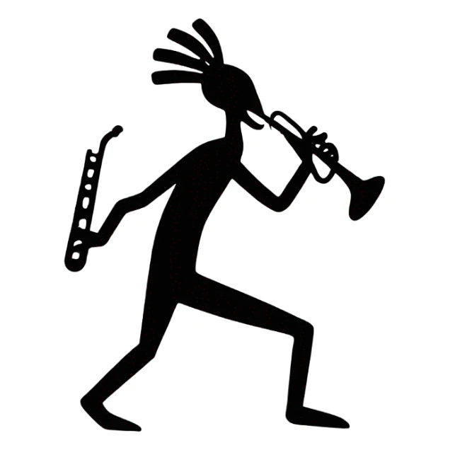 Kokopelli simple black with flute sticker