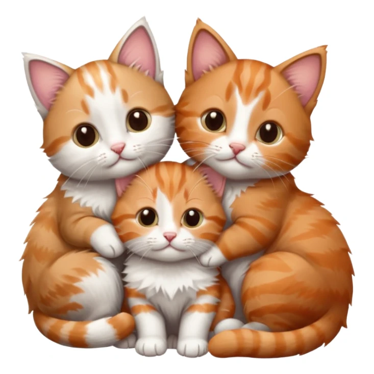 3 kittens cuddling together all different colours, the first one is grey and white, the second is ginger and white and the third is brown tabby and white sticker