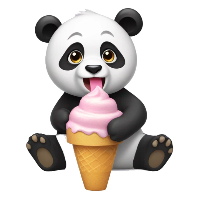 Panda eating ice cream sticker