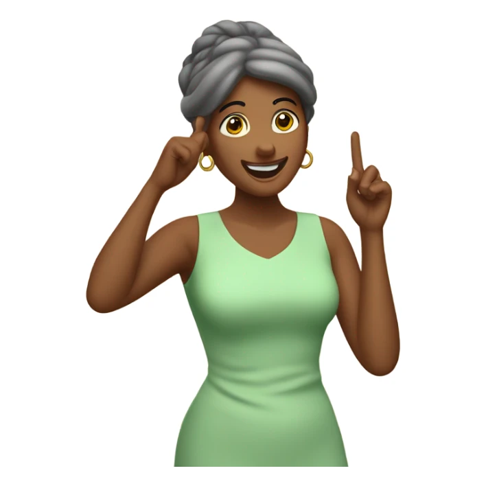 woman twirls her finger at her temple sticker