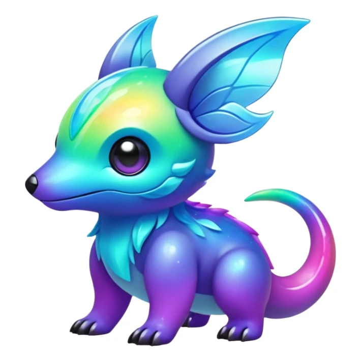  Shiny sparkly transparent bioluminescent luminescent vibrant bright pastel dark exotic iridescent colorful nebula rainbow gradients cyber-Protogen-Fakémon-Pokémon-Vernid-creature sticker