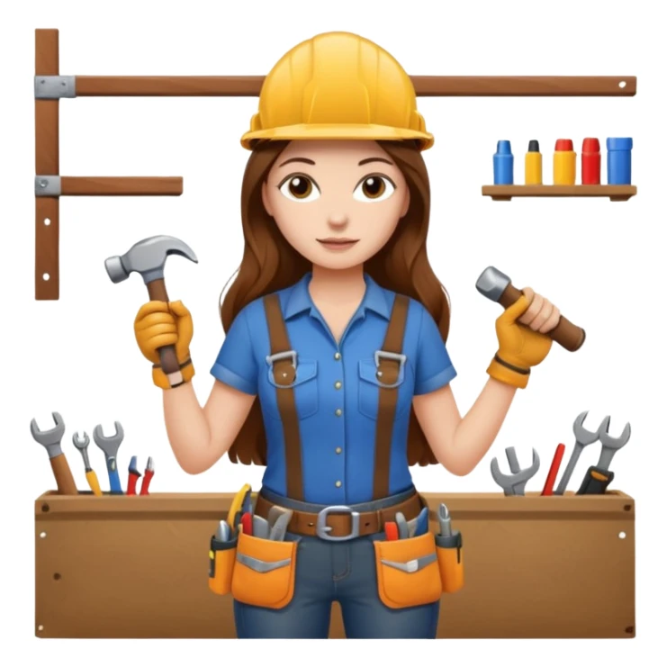 beautiful girl with long brown hair constructing new lounge room sticker