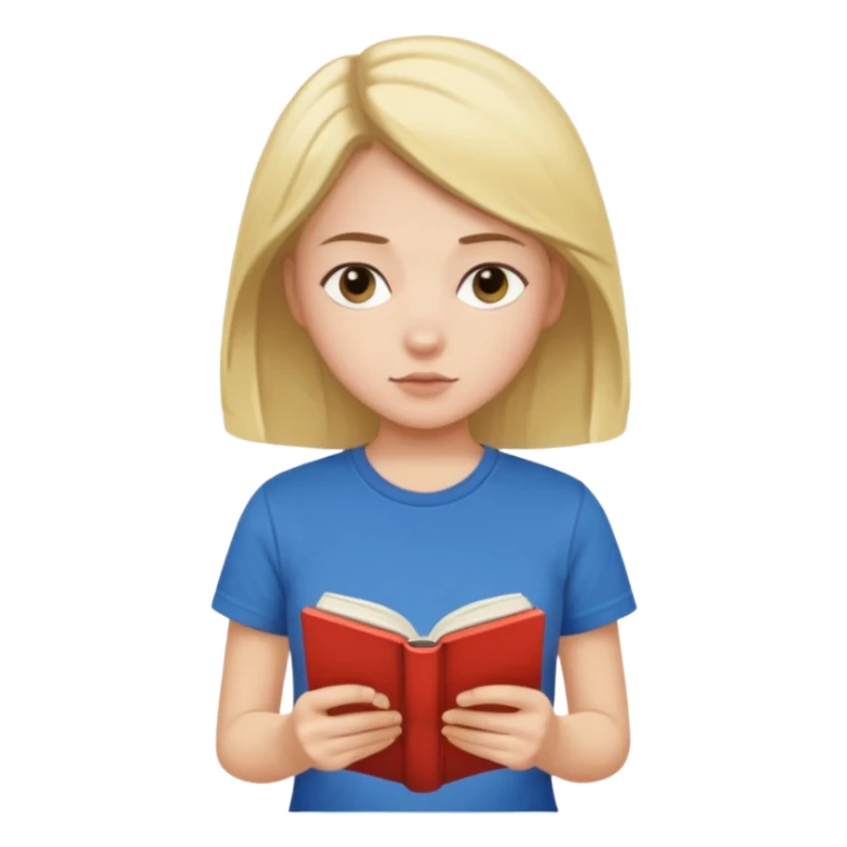 a girl with a M tshirt reading a book sticker