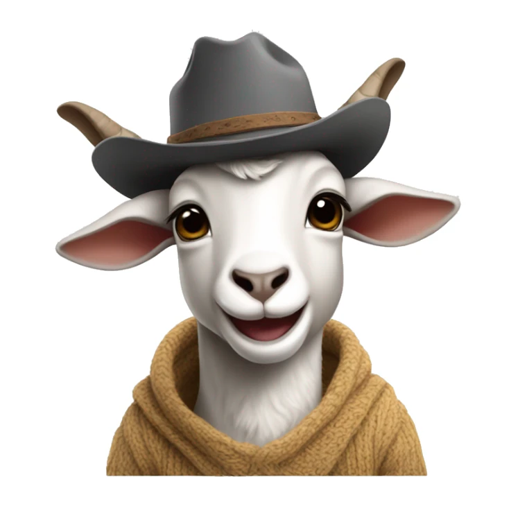 Mini goat wearing a cowboy hat and a sweater sticker