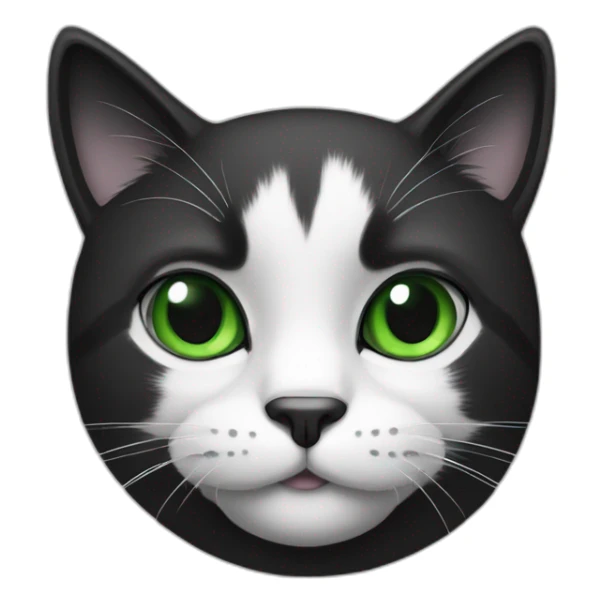 black and white cat and green eyes sticker