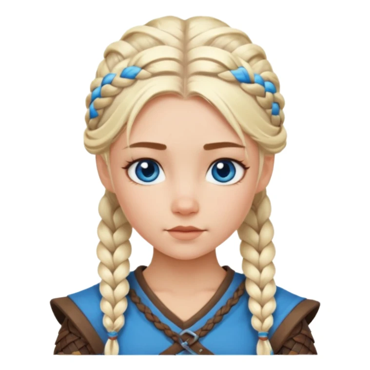 Viking platinum blonde girl with braid and blue eyes. sticker
