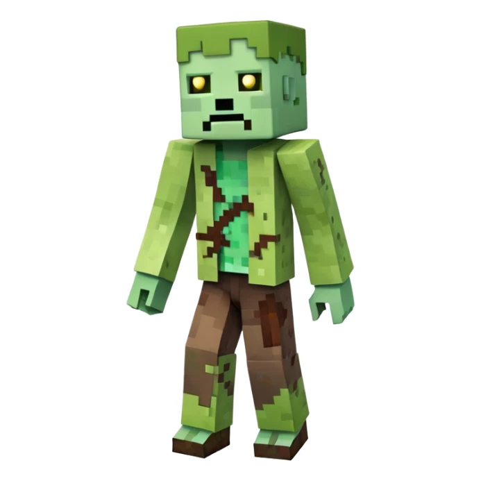 Minecraft Zombie full body, green blocky undead character sticker