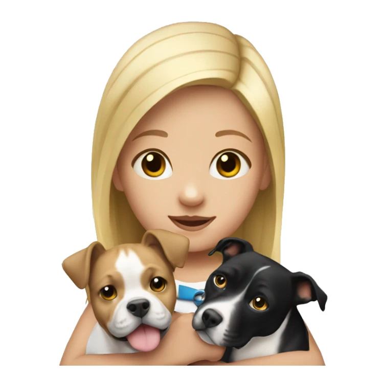Blonde child holding black and white pitbull sticker