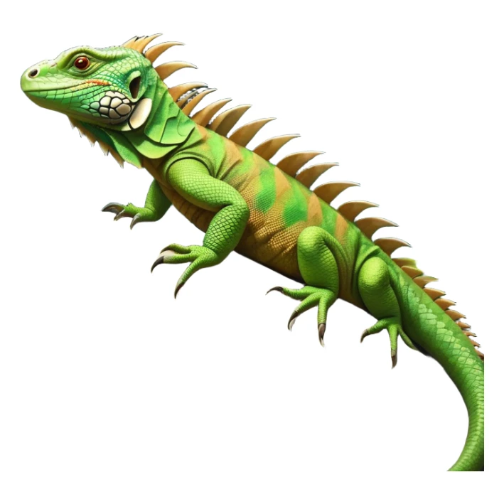 cinematic-iguana-realistic-full-body-basking-emoji,-long-scaly-body-stretched-out-on-a-sunlit-rock,-spiny-ridge-running-down-its-back,-textured-green-and-brown-skin-dappled-with-light,-sharp-intelligent-eyes-studying-the-surroundings,-long-tail-draped-over-the-stone,-simplified-yet-realistic-focused-features,-highly-detailed,-glowing-with-a-warm-tropical-glow

 sticker