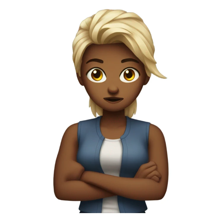 Angry girl with her arms crossed  sticker