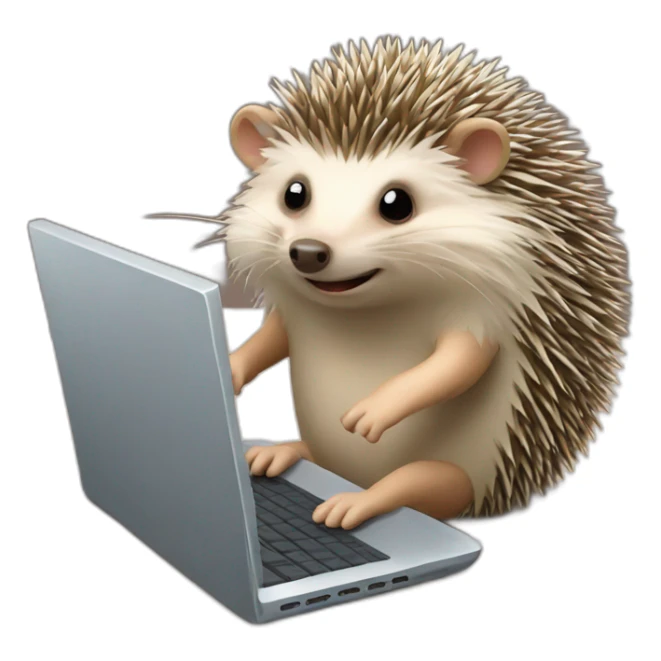 hedgehog using a laptop sticker