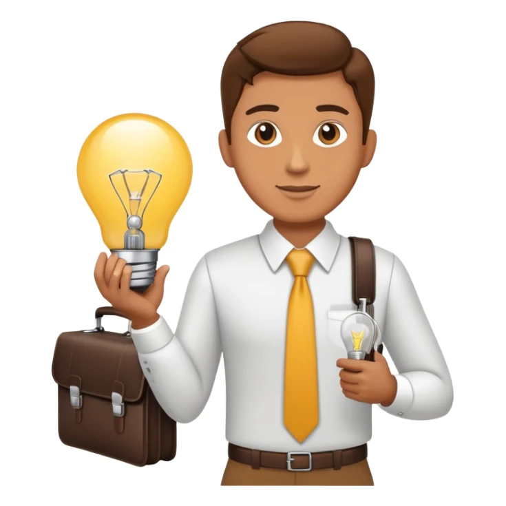 entrepreneur with briefcase and business ideas sticker