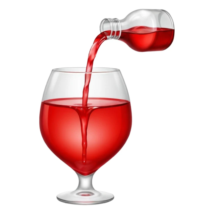 Pouring red colour water in heart shape glass sticker