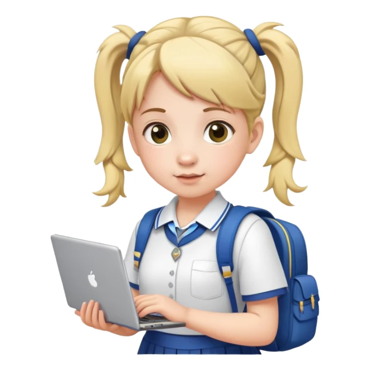 Girl from Online School on Laptop (with tails in school form and with a backpack) sticker