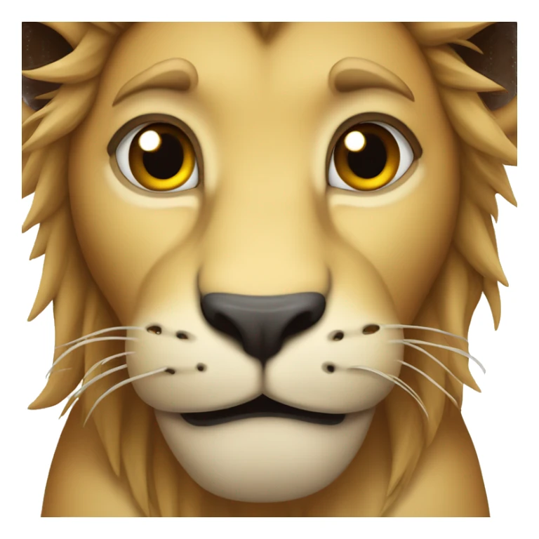 Cute young male lion holding back tears 🥹 showing hole body sticker