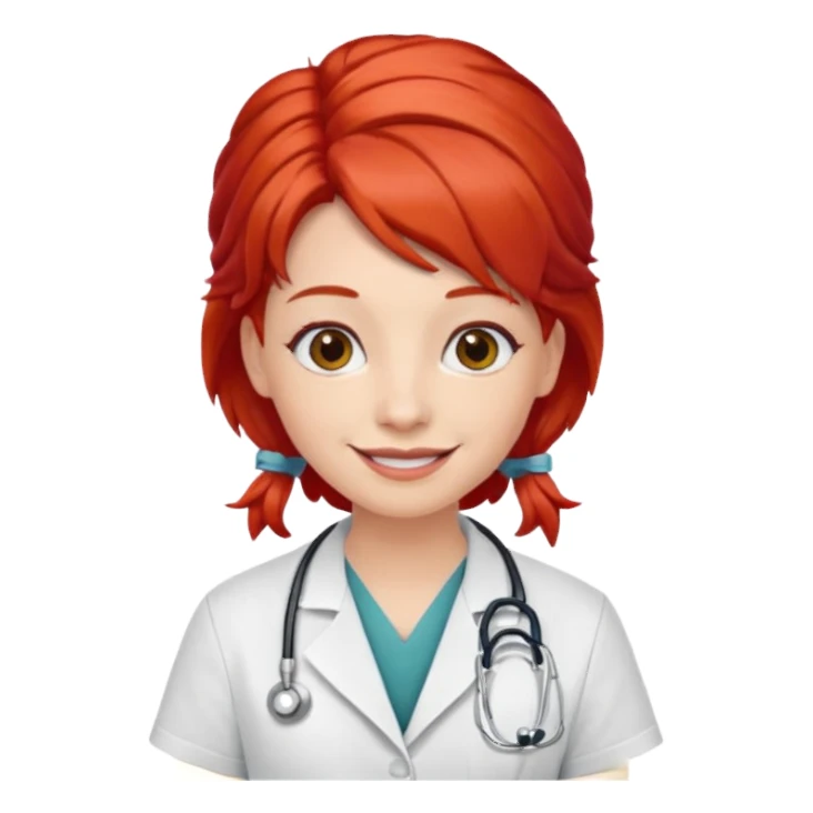 doctor with red hairclips on hair sticker
