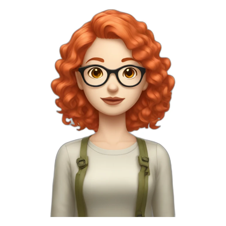 girl white short wavy hair redhead salmon glasses sticker