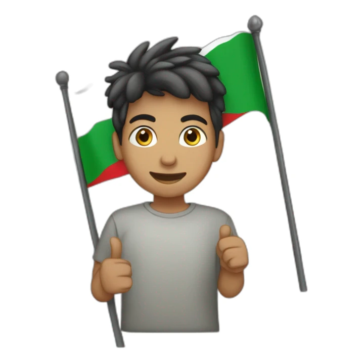 Garçon qui tient un drapeau de l’Algérie sticker