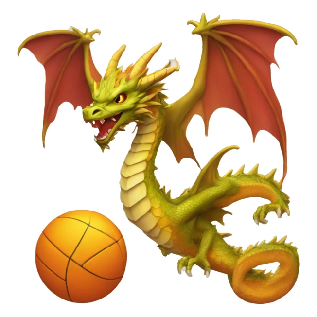 Dragon head, wings, and tail on a soccar ball sticker