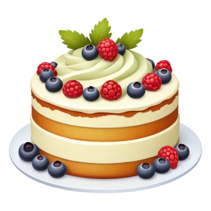 Cake with pale olive and milk cream and berries sticker