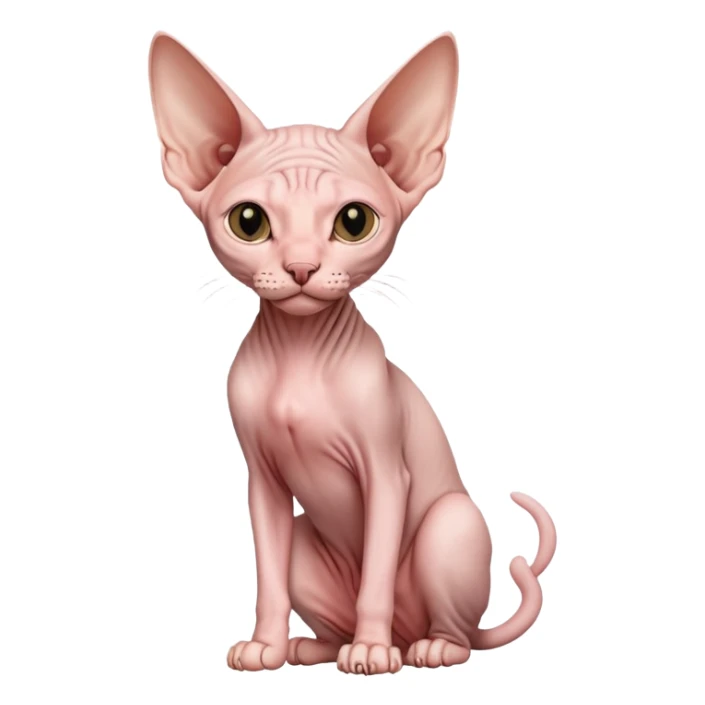pink sphynx hairless cat full body sitting sticker