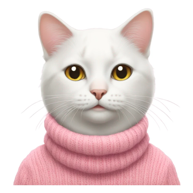White cat wearing pink swester sticker