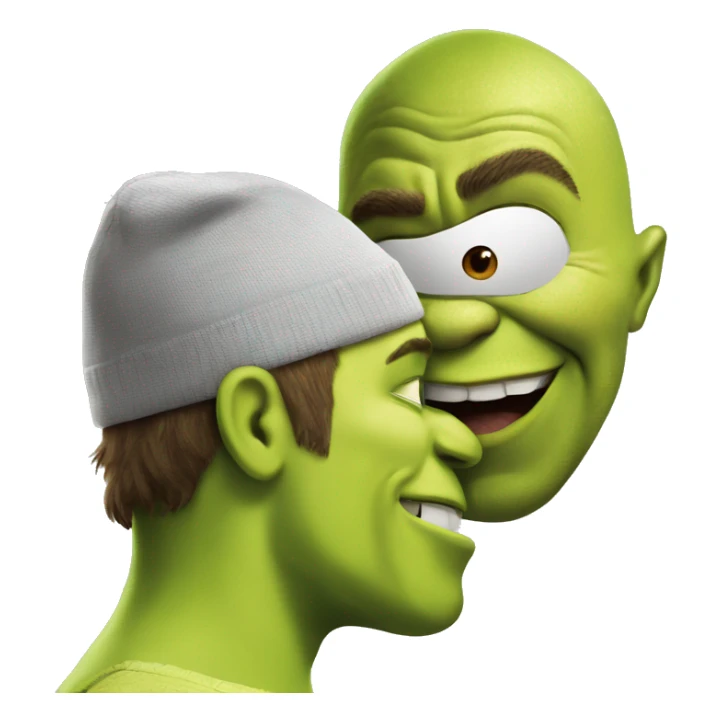 create an emoji of shrek kissing spiderman sticker