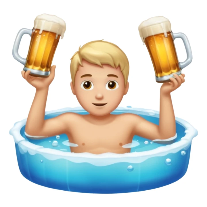 A boy swimming in a pool of beer sticker