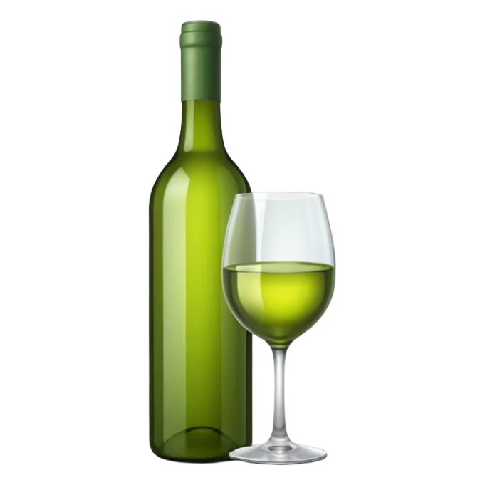 Bottle of wine glass green sticker