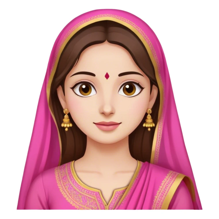 cute women in pink kurti dupatta sticker