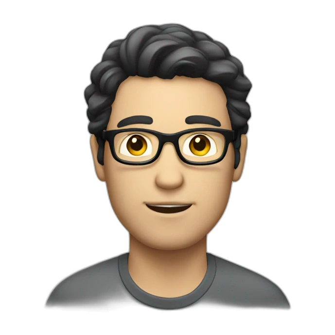 white man with dark hair and glasses talking sticker