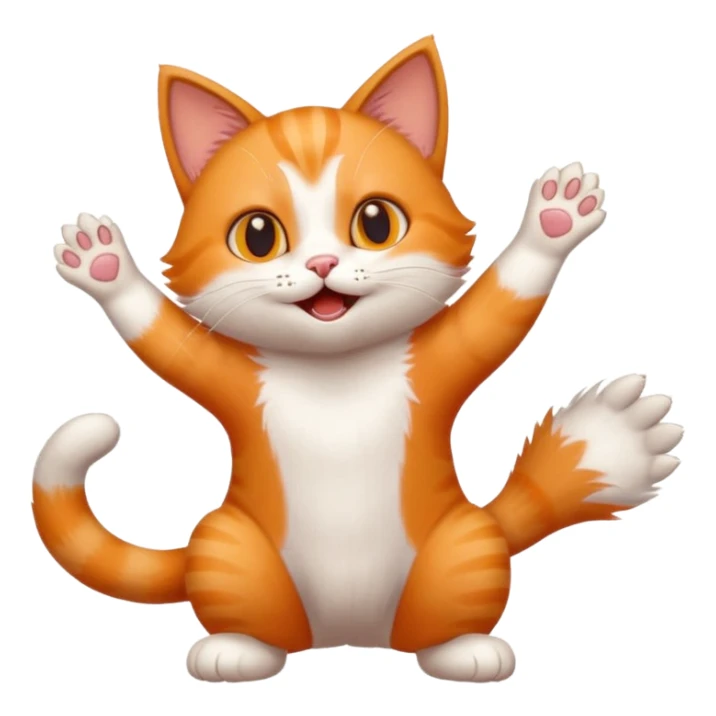cute cat emoji playfully attacking with paws outstretched and mischievous expression sticker