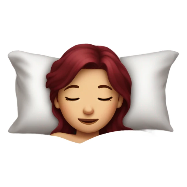 Burgundy haired girl sleeping in bed sticker