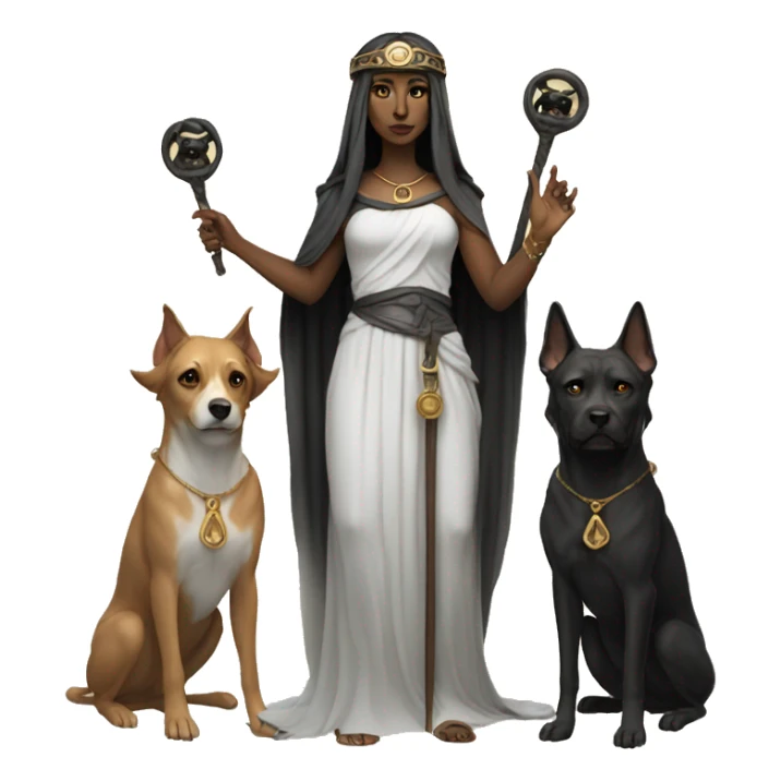Hekate from Greek mythology with her two dogs sticker
