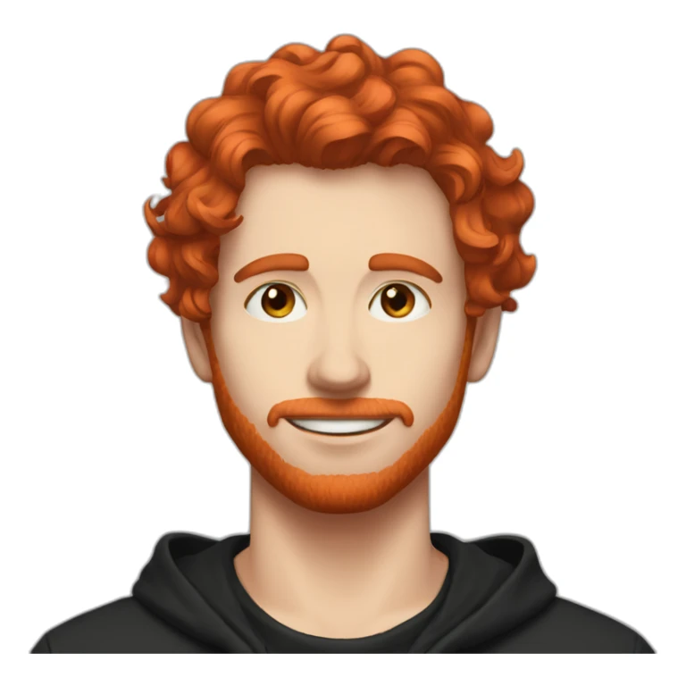 red hair guy white wavy hair black moletom sticker
