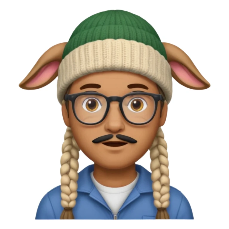 man with braids glasses beanie and goat beard sticker