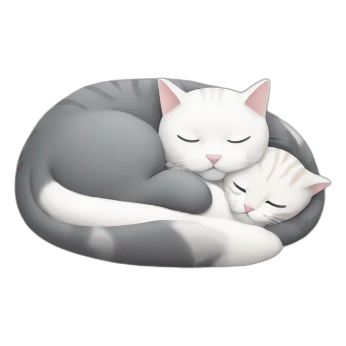 grey and white cat sleeping with other cat sticker