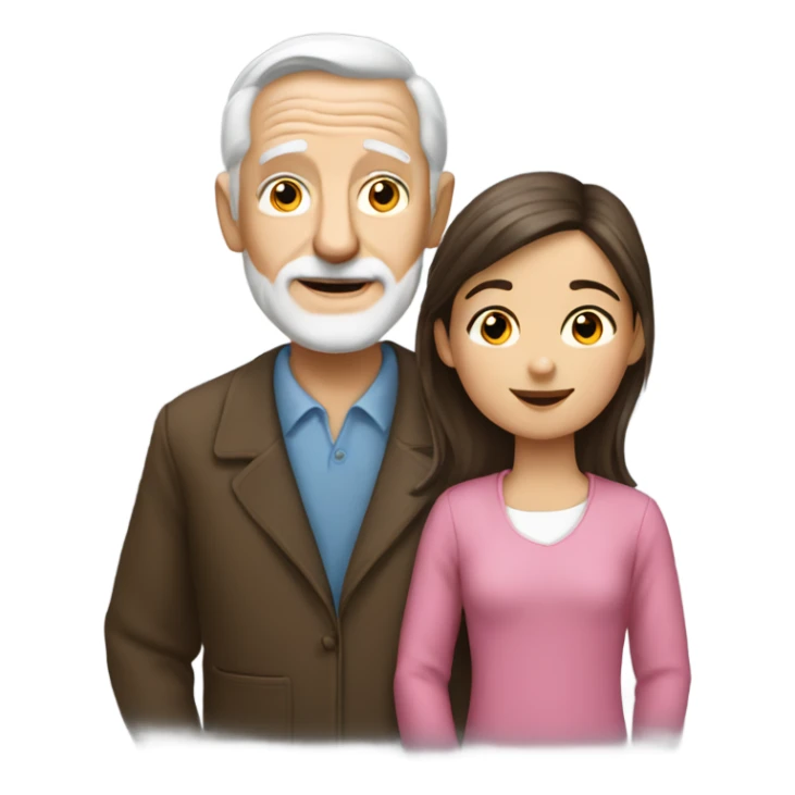 White Grandpa and brunette granddaughter sticker