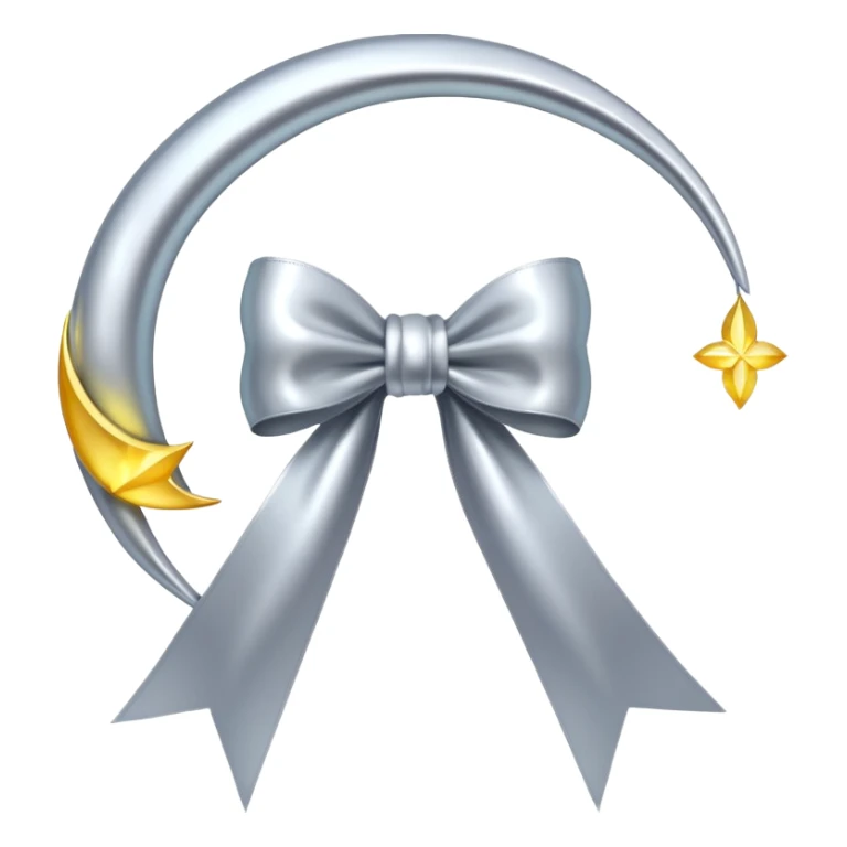 Elegant silver bow with glowing string, crescent-moon motifs. sticker