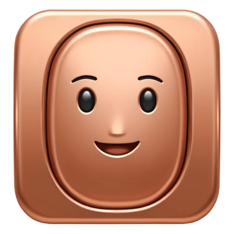 Create an Android-style cartoon emoji of a copper ingot. Make it simple, flat, and stylized with solid copper colors, no shine, no reflections, no gradients, and no faces or expressions. Keep the shapes clean, rounded, and consistent with modern Android emoji aesthetics.


 sticker