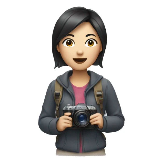 asian woman holding a camera sticker