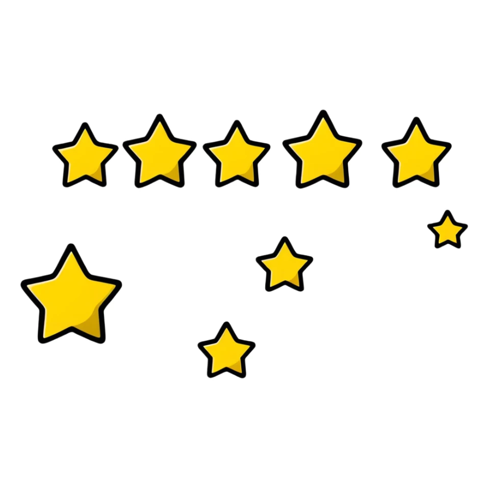 5 stars rating, excellent review sticker