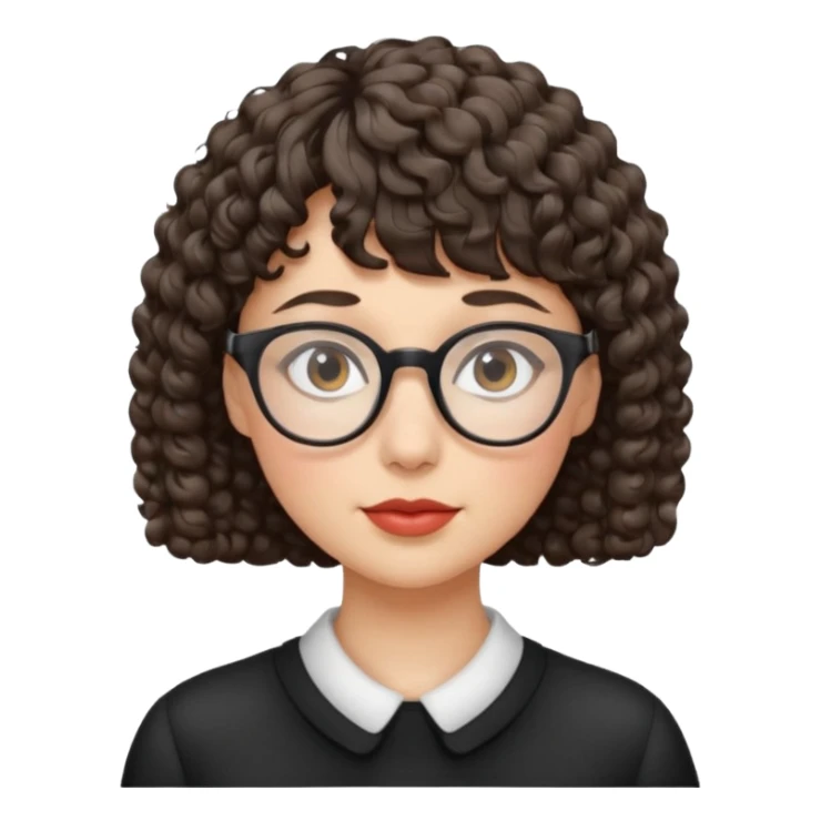 Gótica,cabelo cacheado curto com franja,branca e usa óculos  sticker