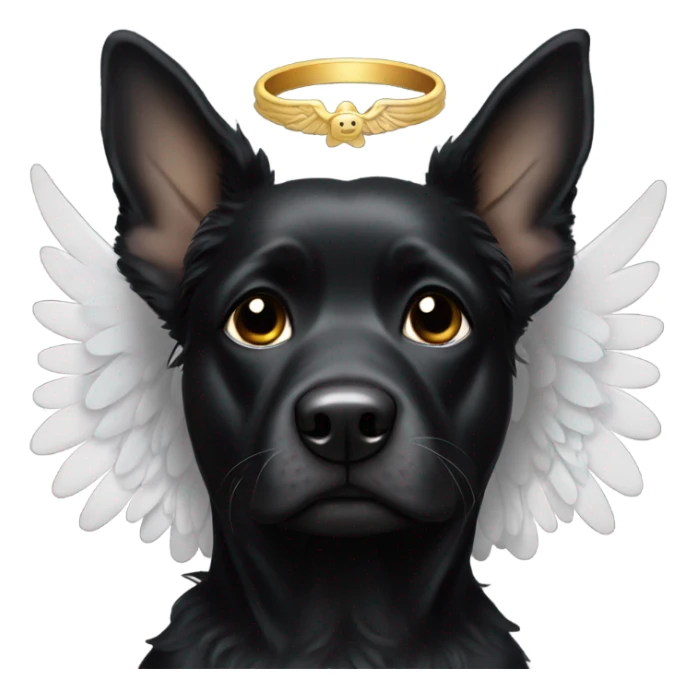 Black dog and white with halo and angel wings sticker