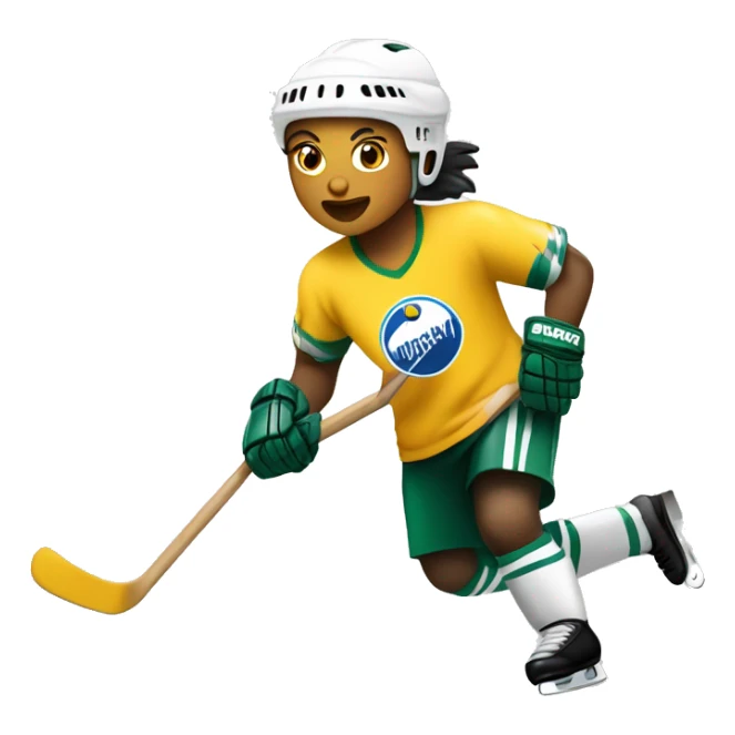chica corriendo con el palo de hockey sobre csped sticker