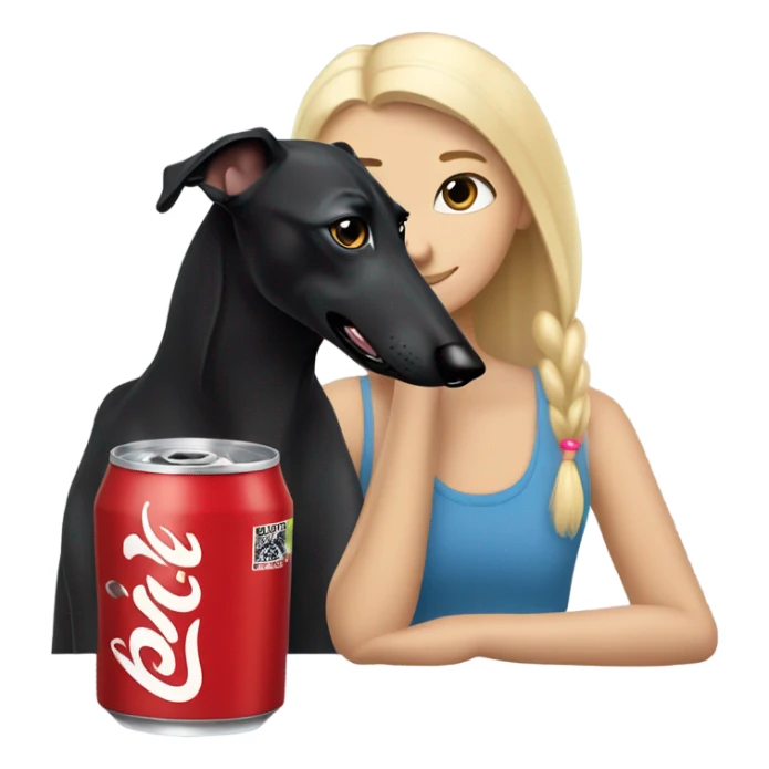 Black greyhound with blonde girl drinking Diet Coke  sticker