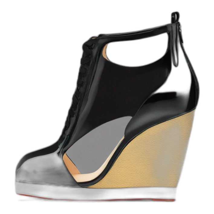 WEDGE heel LOUBOUTIN black leather PATENT sticker