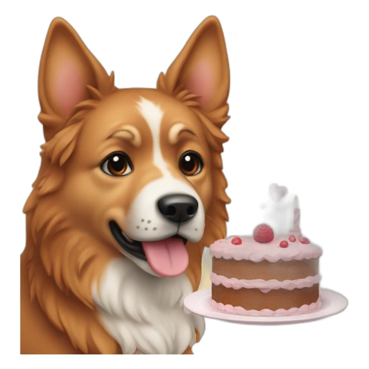 Een eekhoorn met een hond en een cake sticker