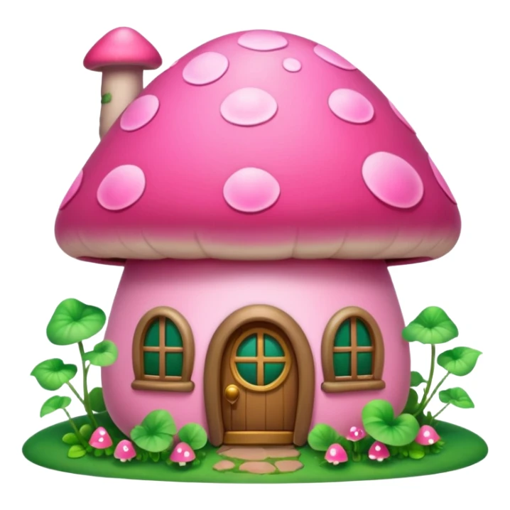 Pink girly mushroom house covered in vines sticker