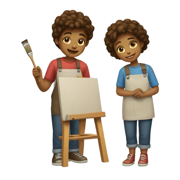 girl and boy painting sticker